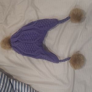 girls purple knit winter hat